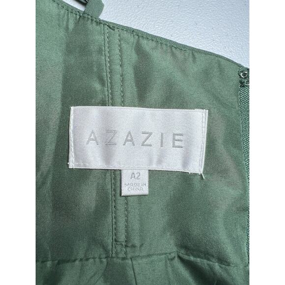 Azazie Tayla Floor Length Chiffon Sheath Dress Size A2 Eucalyptus Bridesmaid - Picture 8 of 11